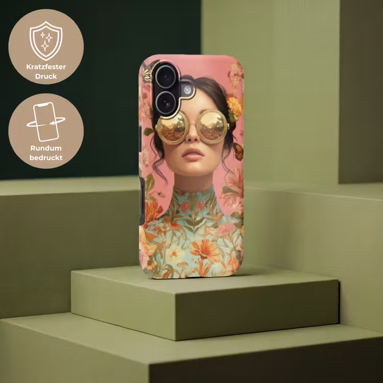 Vrouw - Bril - Roze - Bloemen Toughcase MagSafe Apple iPhone 17 klein -USP_PrintM_DE