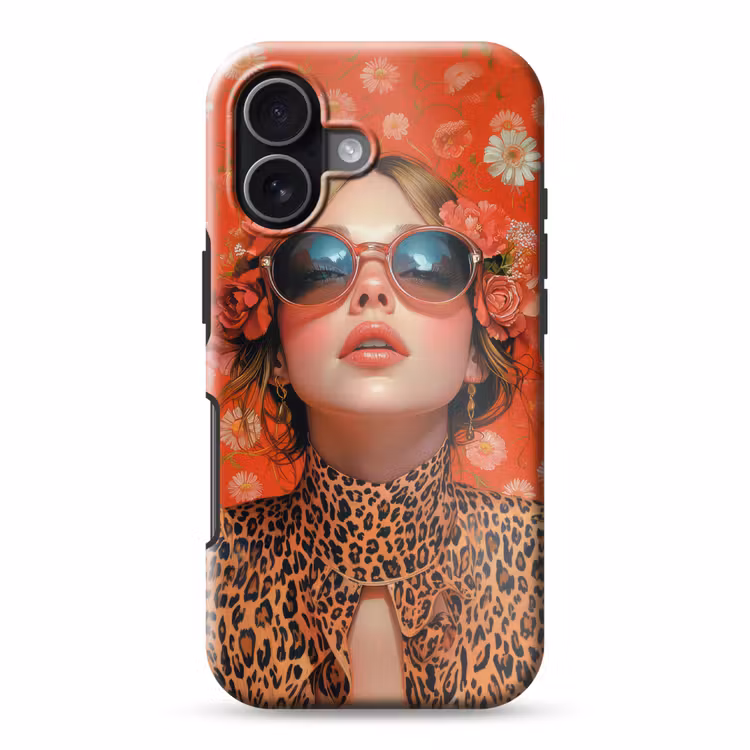 Vrouw - Kleurrijk - Dierenprint - Bloemen Toughcase MagSafe Apple iPhone 17 klein -3d