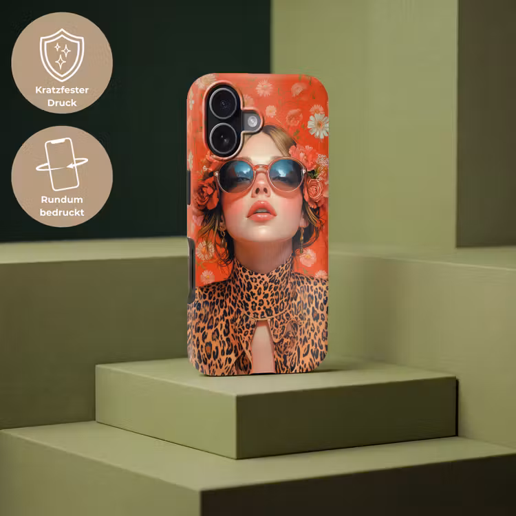 Vrouw - Kleurrijk - Dierenprint - Bloemen Toughcase MagSafe Apple iPhone 17 klein -USP_PrintM_DE