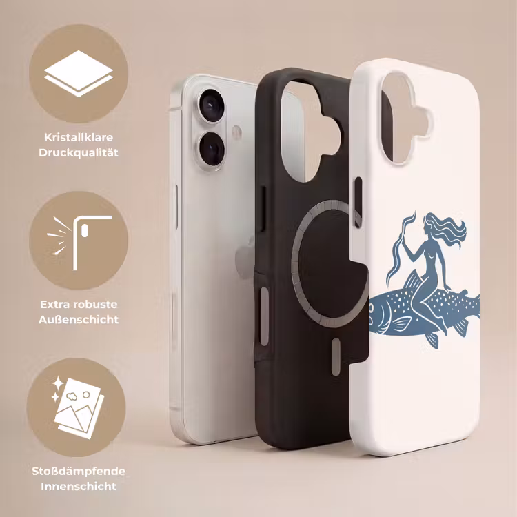 Vrouw - Vis - Fantasie - Abstract - Blauw Toughcase MagSafe Apple iPhone 17 klein -USP_Lagen_DE