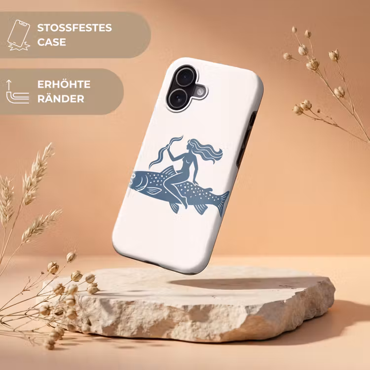 Vrouw - Vis - Fantasie - Abstract - Blauw Toughcase MagSafe Apple iPhone 17 klein -USP_RandenV_DE