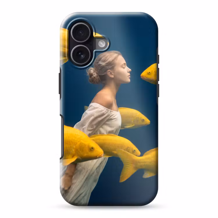 Vrouw - Vis - Water - Natuur - Geel Toughcase MagSafe Apple iPhone 17 klein -3d
