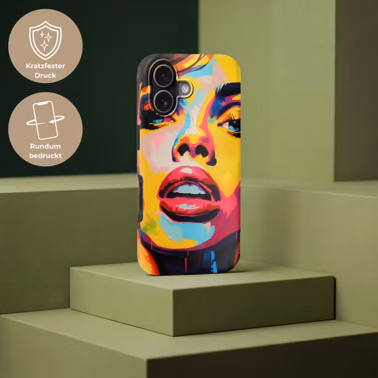 Vrouw - Gezicht - Kleurrijk Toughcase MagSafe Apple iPhone 17 klein -USP_PrintM_DE