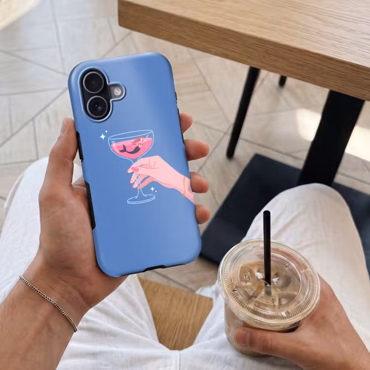 Vrouw - Glas - Abstract - Roze - Blauw Toughcase MagSafe Apple iPhone 17 klein -Sfeer1M