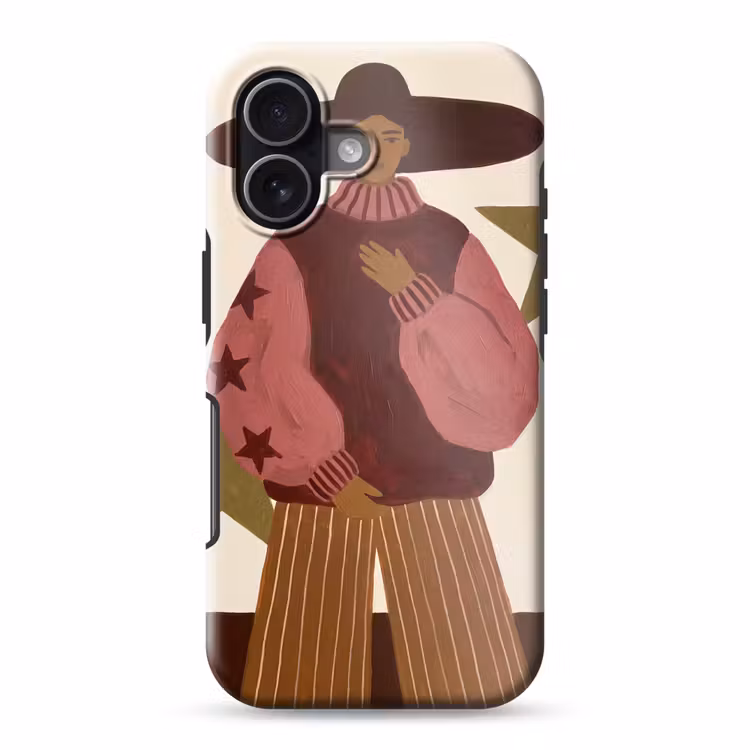Vrouw - Hoed - Abstract - Modern - Portret Toughcase MagSafe Apple iPhone 17 klein -3d