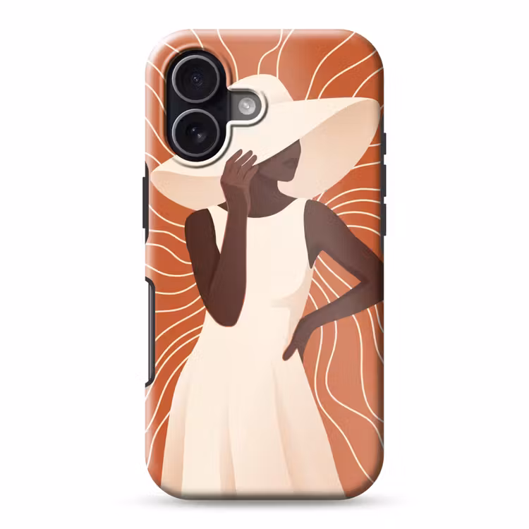 Vrouw - Hoed - Portret - Modern - Beige Toughcase MagSafe Apple iPhone 17 klein -3d