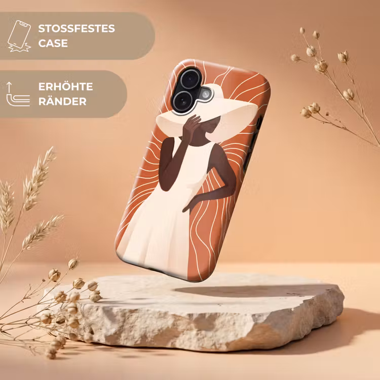 Vrouw - Hoed - Portret - Modern - Beige Toughcase MagSafe Apple iPhone 17 klein -USP_RandenV_DE