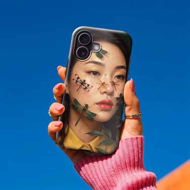 Vrouw - Insecten - Natuur - Portret - Groen Toughcase MagSafe Apple iPhone 17 klein -Sfeer1V