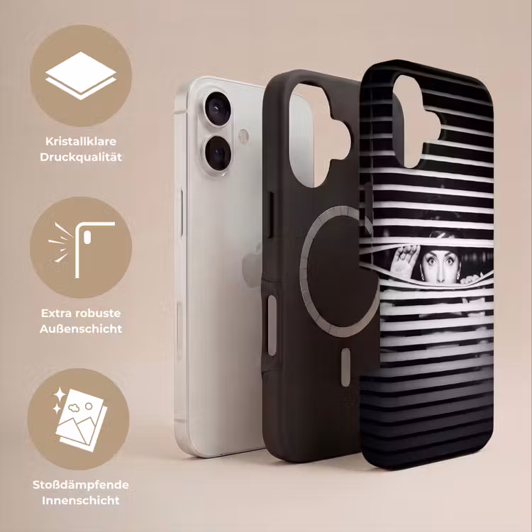 Vrouw - Jaloezieën - Portret - Zwart-wit Toughcase MagSafe Apple iPhone 17 klein -USP_Lagen_DE