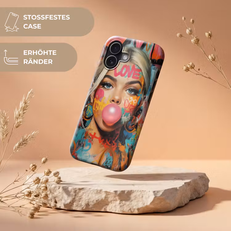 Vrouw - Kauwgom - Graffiti - Love Toughcase MagSafe Apple iPhone 17 klein -USP_RandenV_DE