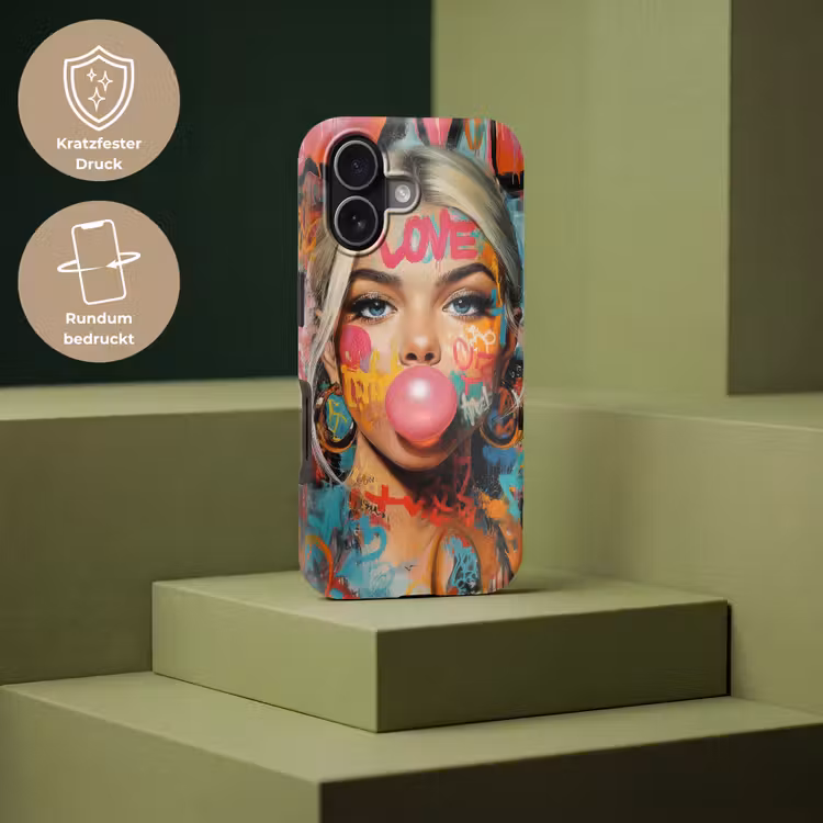 Vrouw - Kauwgom - Graffiti - Love Toughcase MagSafe Apple iPhone 17 klein -USP_PrintM_DE