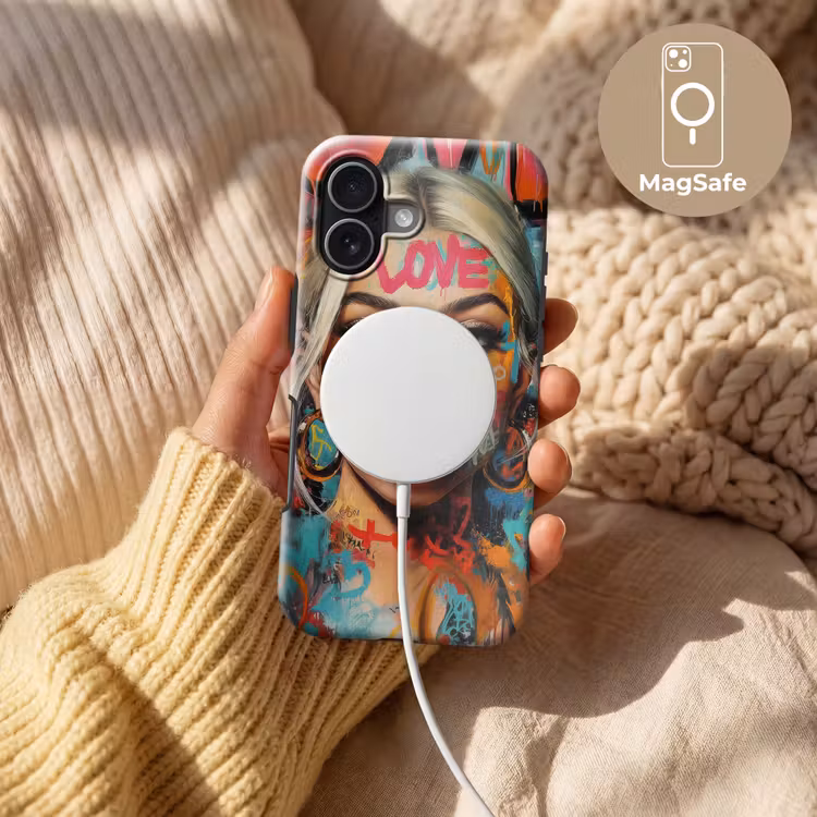 Vrouw - Kauwgom - Graffiti - Love Toughcase MagSafe Apple iPhone 17 klein -USP_MagsafeV