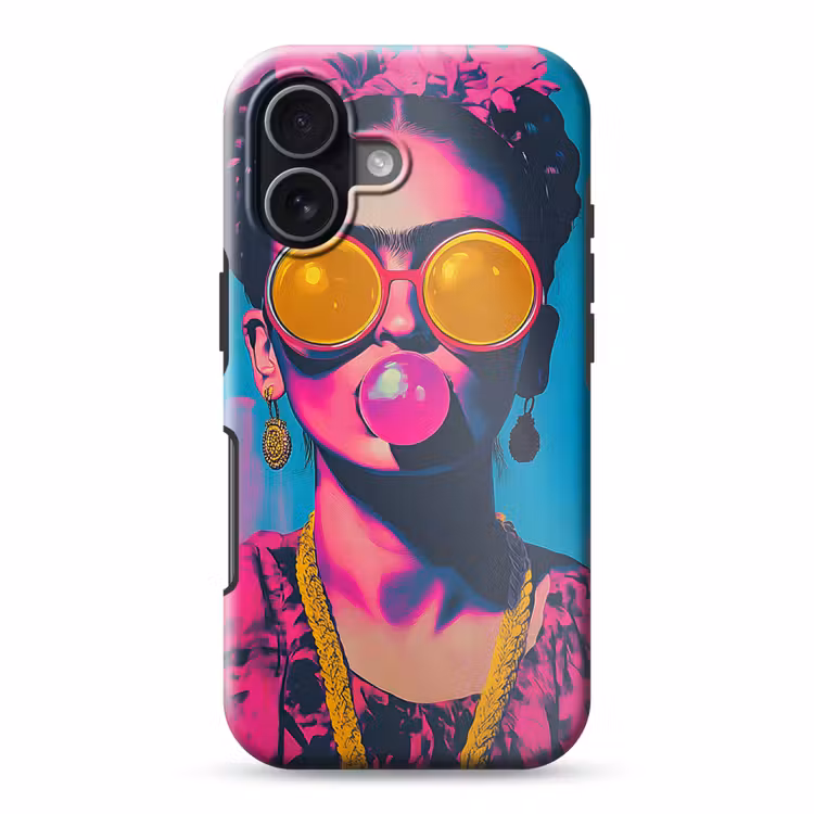Vrouw - Kauwgom - Zonnebril - Oranje Toughcase MagSafe Apple iPhone 17 klein -3d