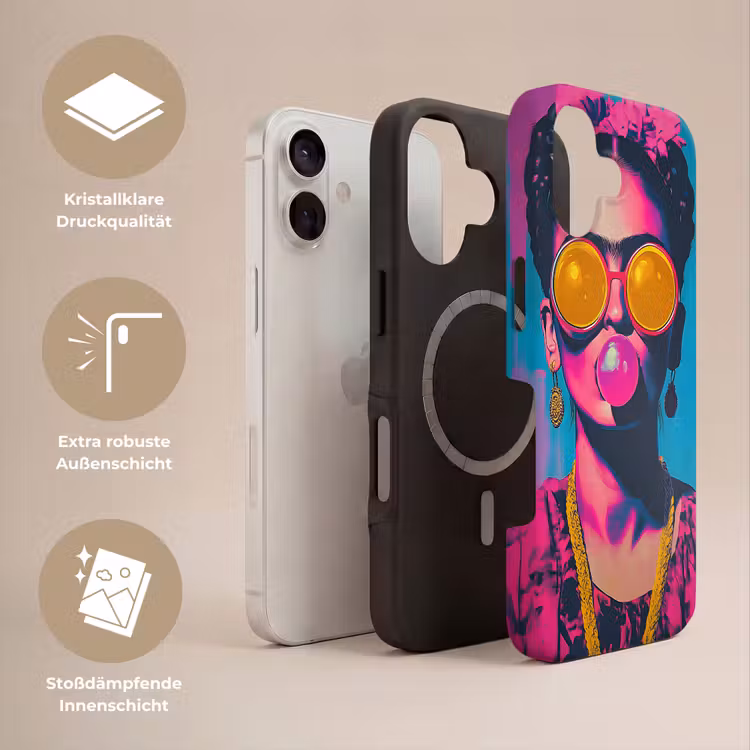 Vrouw - Kauwgom - Zonnebril - Oranje Toughcase MagSafe Apple iPhone 17 klein -USP_Lagen_DE