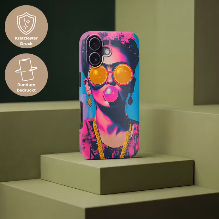 Vrouw - Kauwgom - Zonnebril - Oranje Toughcase MagSafe Apple iPhone 17 klein -USP_PrintM_DE