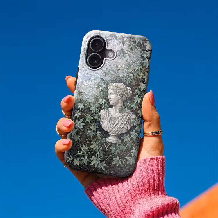 Vrouw - Klassiek - Mozaiëk - Natuur - Groen Toughcase MagSafe Apple iPhone 17 klein -Sfeer1V