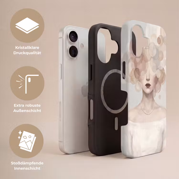 Vrouw - Cirkels - Beige Toughcase MagSafe Apple iPhone 17 klein -USP_Lagen_DE