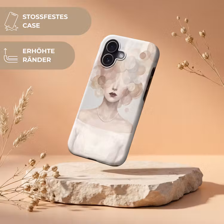 Vrouw - Cirkels - Beige Toughcase MagSafe Apple iPhone 17 klein -USP_RandenV_DE