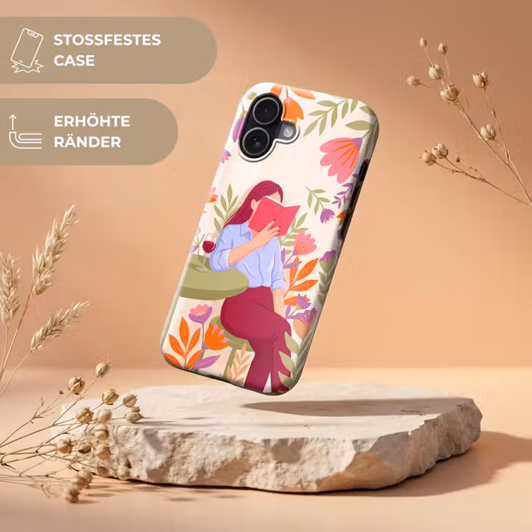 Vrouw - Lezen - Thuis - Modern - Bloemen Toughcase MagSafe Apple iPhone 17 klein -USP_RandenV_DE