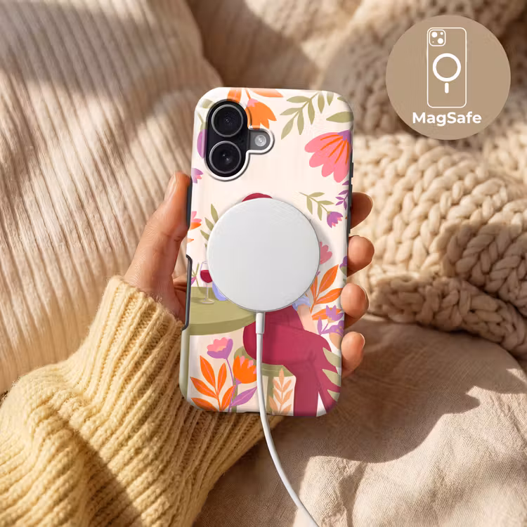 Vrouw - Lezen - Thuis - Modern - Bloemen Toughcase MagSafe Apple iPhone 17 klein -USP_MagsafeV