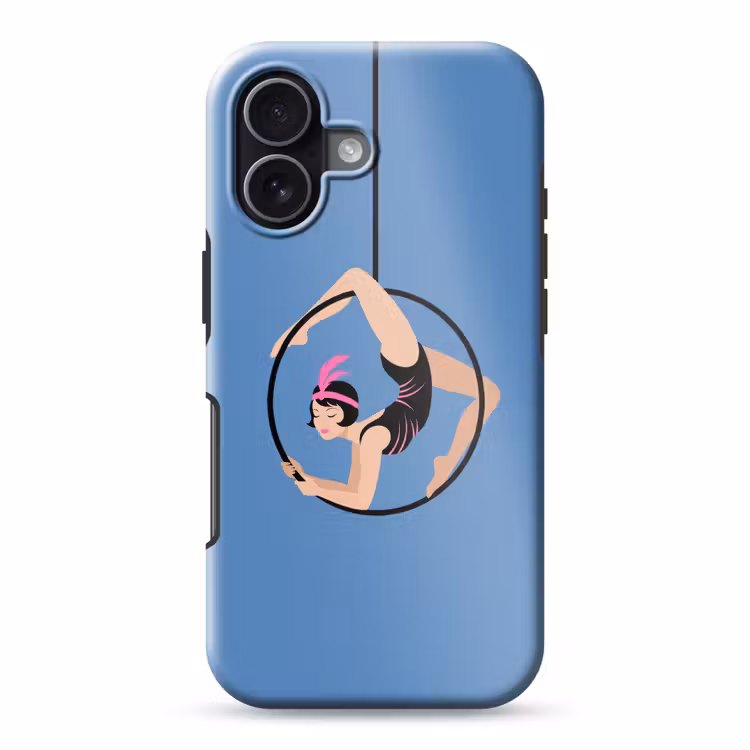 Vrouw - Aerial hoop - Art deco - Illustratie - Blauw Toughcase MagSafe Apple iPhone 17 klein -3d