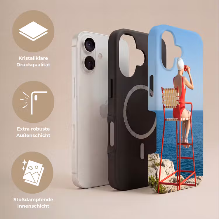 Vrouw - Zee - Kust - Verrekijker - Rood Toughcase MagSafe Apple iPhone 17 klein -USP_Lagen_DE