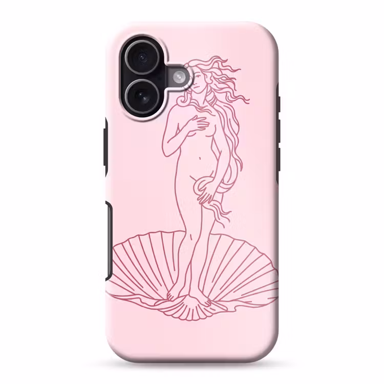 Vrouw - Schelp - Kunst - Lijntekening - Roze Toughcase MagSafe Apple iPhone 17 klein -3d