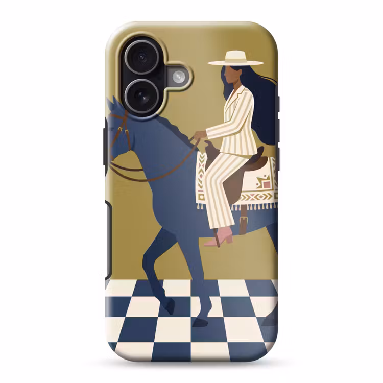 Vrouw - Paard - Rijden - Modern - Abstract Toughcase MagSafe Apple iPhone 17 klein -3d