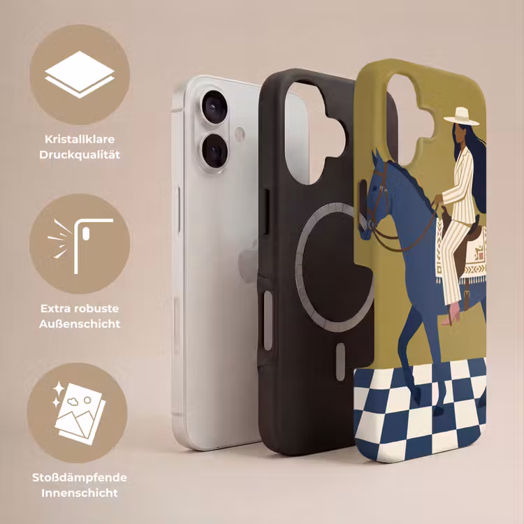 Vrouw - Paard - Rijden - Modern - Abstract Toughcase MagSafe Apple iPhone 17 klein -USP_Lagen_DE
