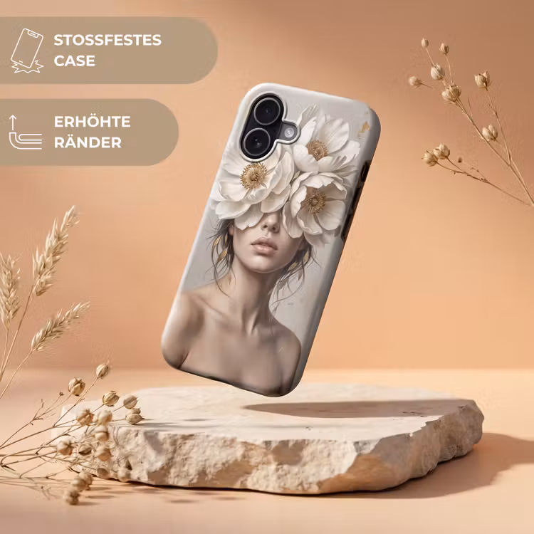 Vrouw - Pioenroos - Wit Toughcase MagSafe Apple iPhone 17 klein -USP_RandenV_DE