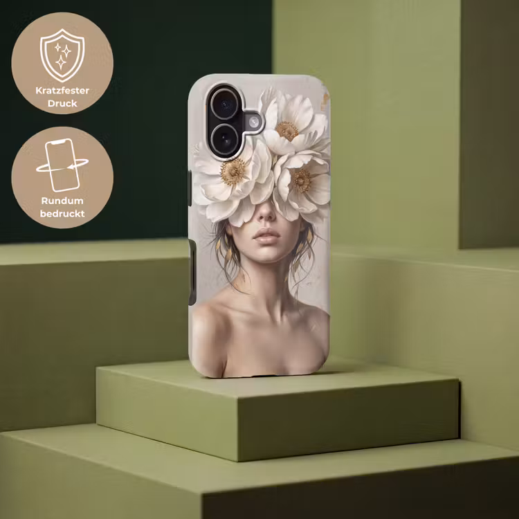 Vrouw - Pioenroos - Wit Toughcase MagSafe Apple iPhone 17 klein -USP_PrintM_DE