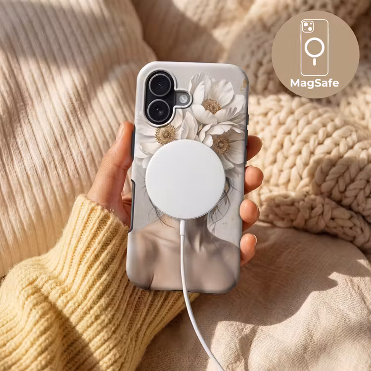 Vrouw - Pioenroos - Wit Toughcase MagSafe Apple iPhone 17 klein -USP_MagsafeV