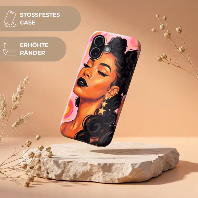 Vrouw - Portret - Abstract - Kleurrijk - Roze Toughcase MagSafe Apple iPhone 17 klein -USP_RandenV_DE