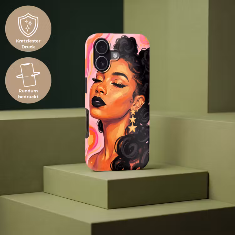 Vrouw - Portret - Abstract - Kleurrijk - Roze Toughcase MagSafe Apple iPhone 17 klein -USP_PrintM_DE