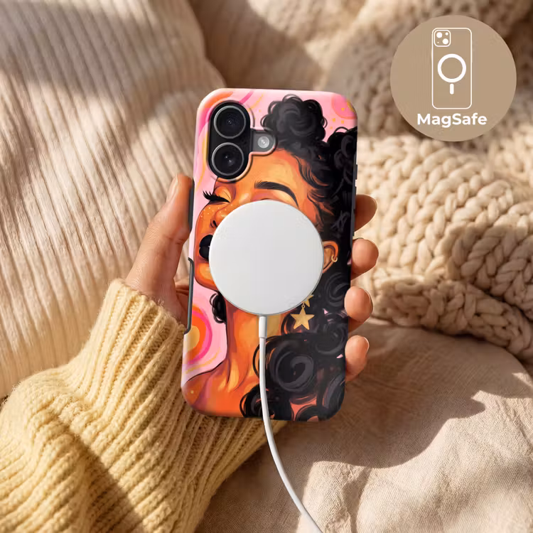 Vrouw - Portret - Abstract - Kleurrijk - Roze Toughcase MagSafe Apple iPhone 17 klein -USP_MagsafeV