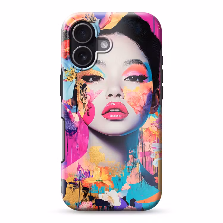 Vrouw - Portret - Abstract - Paars Toughcase MagSafe Apple iPhone 17 klein -3d