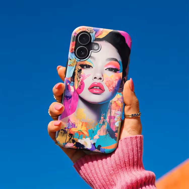Vrouw - Portret - Abstract - Paars Toughcase MagSafe Apple iPhone 17 klein -Sfeer1V
