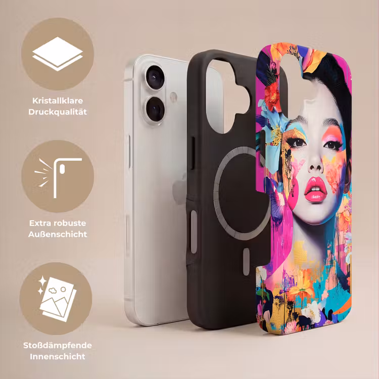 Vrouw - Portret - Abstract - Paars Toughcase MagSafe Apple iPhone 17 klein -USP_Lagen_DE