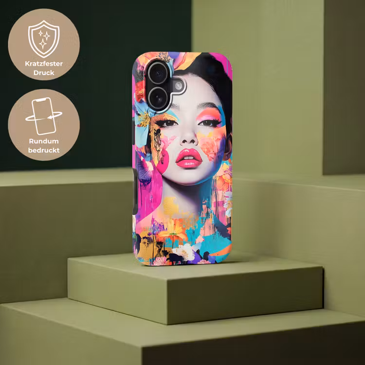 Vrouw - Portret - Abstract - Paars Toughcase MagSafe Apple iPhone 17 klein -USP_PrintM_DE