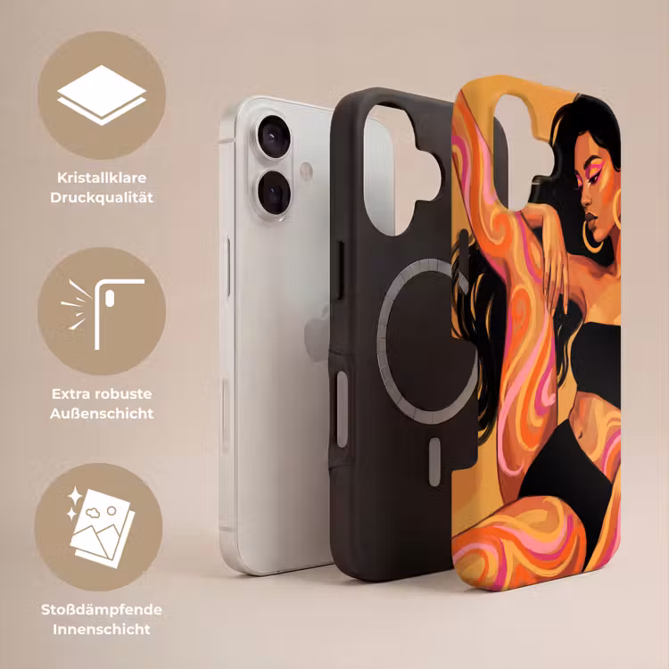 Vrouw - Portret - Abstract - Modern - Kleurrijk Toughcase MagSafe Apple iPhone 17 klein -USP_Lagen_DE