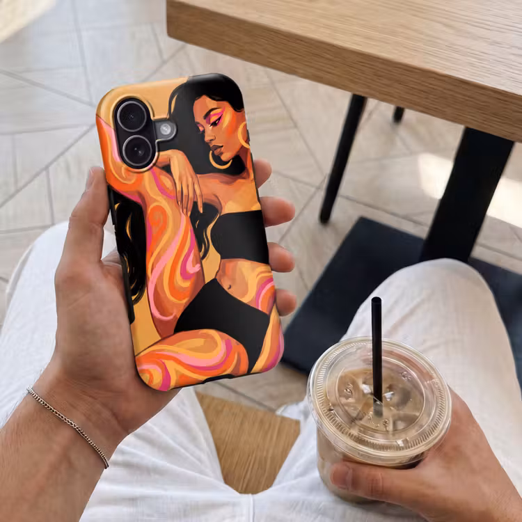 Vrouw - Portret - Abstract - Modern - Kleurrijk Toughcase MagSafe Apple iPhone 17 klein -Sfeer1M