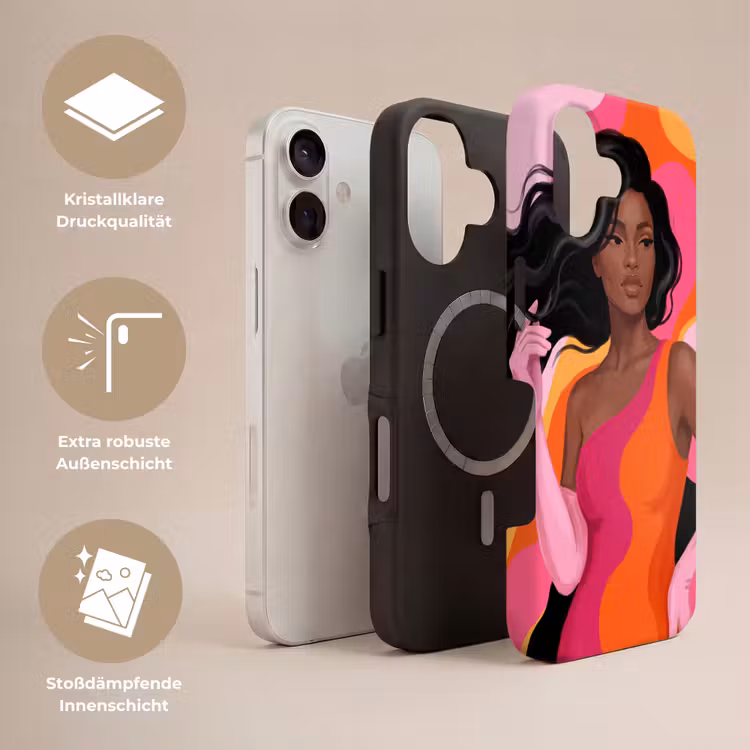 Vrouw - Portret - Kleurrijk - Modern - Kunst Toughcase MagSafe Apple iPhone 17 klein -USP_Lagen_DE