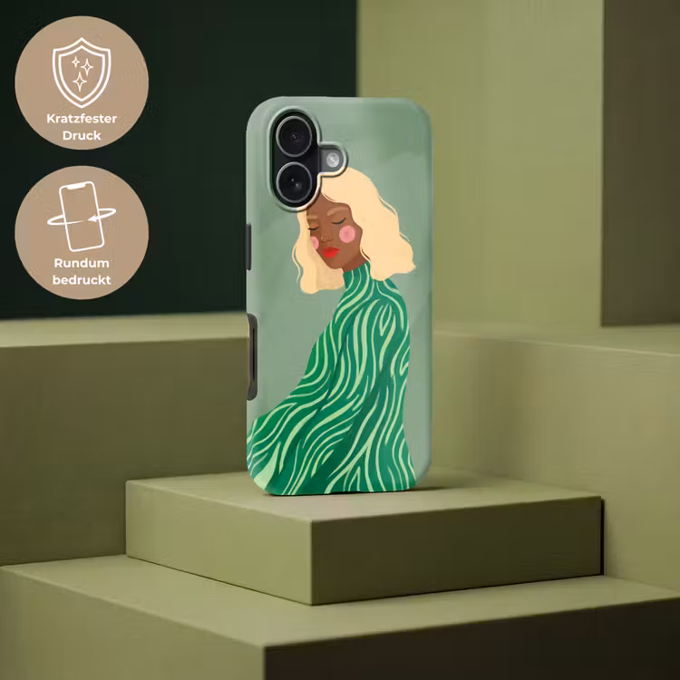 Vrouw - Portret - Illustratie - Modern - Groen Toughcase MagSafe Apple iPhone 17 klein -USP_PrintM_DE