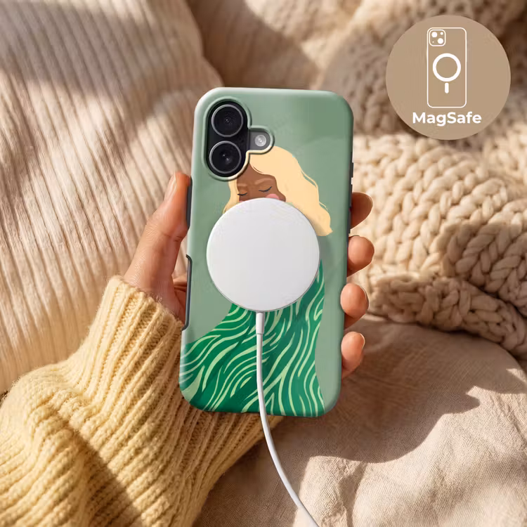Vrouw - Portret - Illustratie - Modern - Groen Toughcase MagSafe Apple iPhone 17 klein -USP_MagsafeV