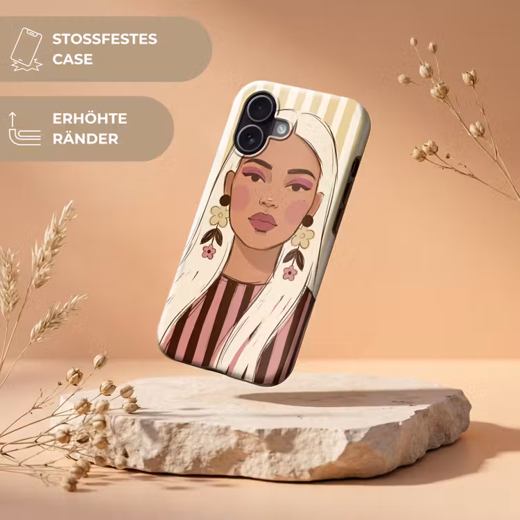 Vrouw - Portret - Illustratie - Modern - Roze Toughcase MagSafe Apple iPhone 17 klein -USP_RandenV_DE