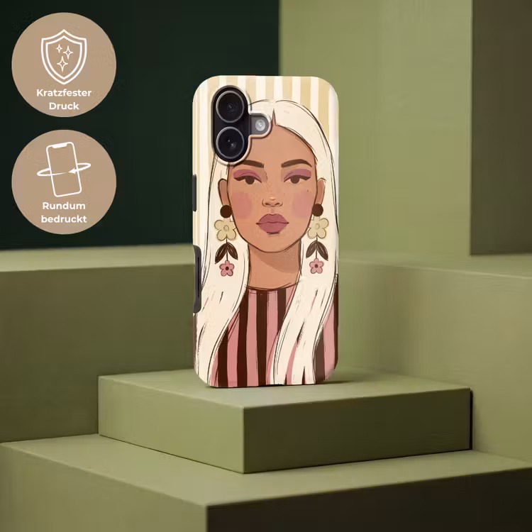 Vrouw - Portret - Illustratie - Modern - Roze Toughcase MagSafe Apple iPhone 17 klein -USP_PrintM_DE