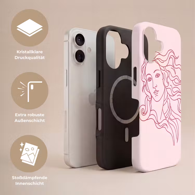 Vrouw - Portret - Klassiek - Line-art - Roze Toughcase MagSafe Apple iPhone 17 klein -USP_Lagen_DE