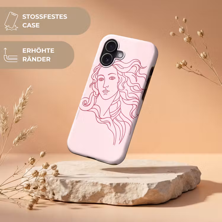 Vrouw - Portret - Klassiek - Line-art - Roze Toughcase MagSafe Apple iPhone 17 klein -USP_RandenV_DE