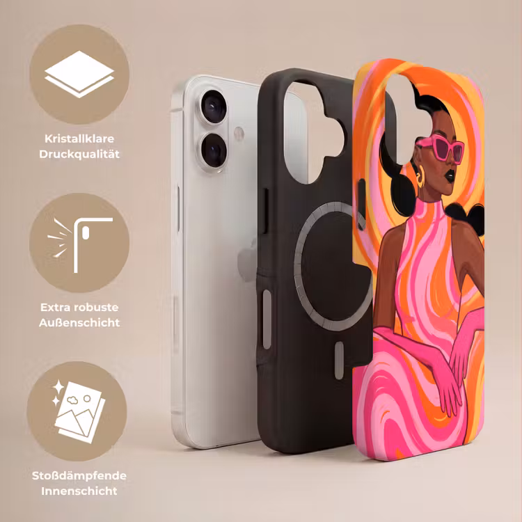 Vrouw - Portret - Kunst - Abstract - Roze Toughcase MagSafe Apple iPhone 17 klein -USP_Lagen_DE