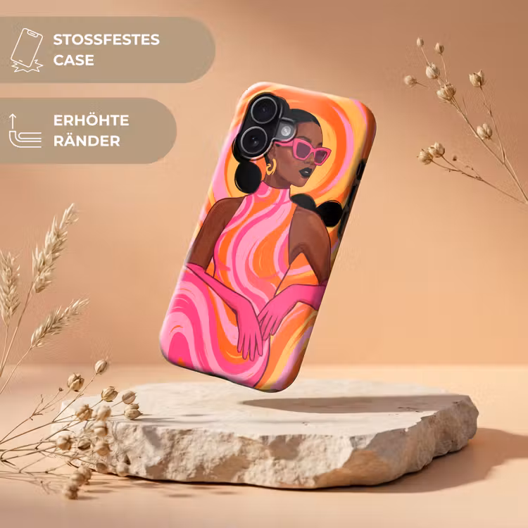 Vrouw - Portret - Kunst - Abstract - Roze Toughcase MagSafe Apple iPhone 17 klein -USP_RandenV_DE